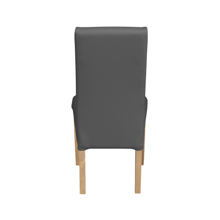 Scaune Dining - Set 2 scaune living TEO, picioare lemn natur, piele ecologica gri, 46x60x98 cm