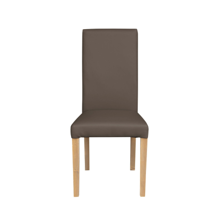 Scaune Dining - Set 2 scaune living TEO, picioare lemn natur, piele ecologica gri elefant, 46x60x98 cm