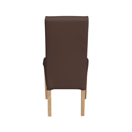Scaune Dining - Set 2 scaune living TEO, picioare lemn natur, piele ecologica maro deschis, 46x60x98 cm