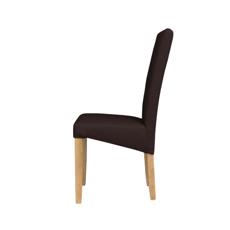 Scaune Dining - Set 2 scaune living TEO, picioare lemn natur, piele ecologica maro inchis, 46x60x98 cm