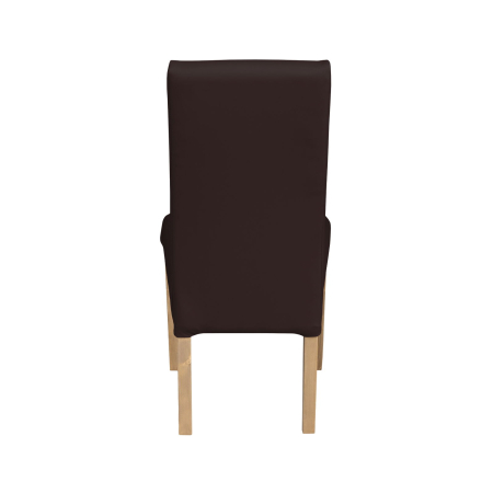 Scaune Dining - Set 2 scaune living TEO, picioare lemn natur, piele ecologica maro inchis, 46x60x98 cm