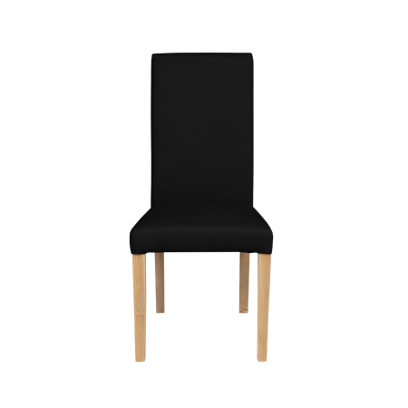 Scaune Dining - Set 2 scaune living TEO, picioare lemn natur, piele ecologica negru, 46x60x98 cm