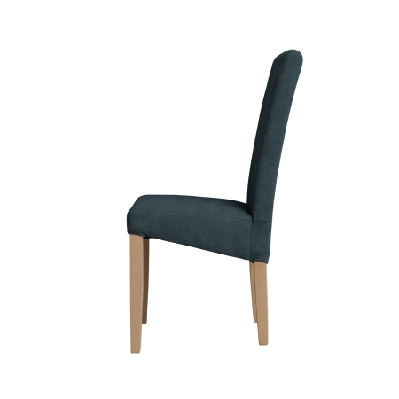 Scaune Dining - Set 2 scaune living TEO, picioare lemn natur, stofa albastru, 46x60x98 cm