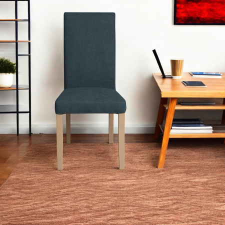Set 2 scaune living TEO, picioare lemn natur, stofa albastru, 46x60x98 cm [4]