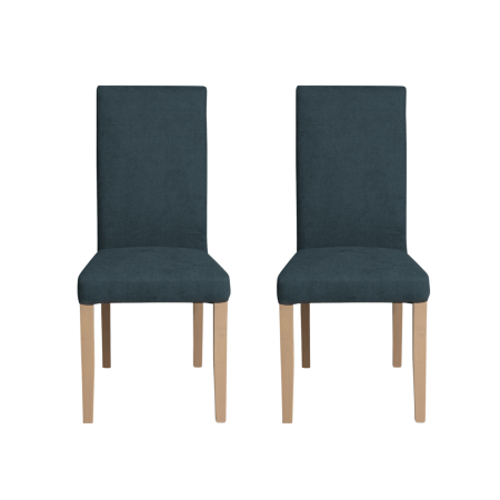 Scaune Dining - Set 2 scaune living TEO, picioare lemn natur, stofa albastru, 46x60x98 cm