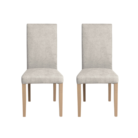 Scaune Dining - Set 2 scaune living TEO, picioare lemn natur, stofa crem, 46x60x98 cm