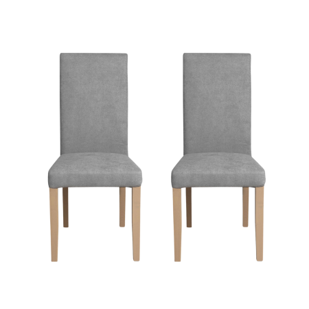 Scaune Dining - Set 2 scaune living TEO, picioare lemn natur, stofa gri deschis, 46x60x98 cm