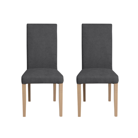 Scaune Dining - Set 2 scaune living TEO, picioare lemn natur, stofa gri inchis, 46x60x98 cm