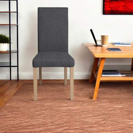 Set 2 scaune living TEO, picioare lemn natur, stofa gri inchis, 46x60x98 cm [4]