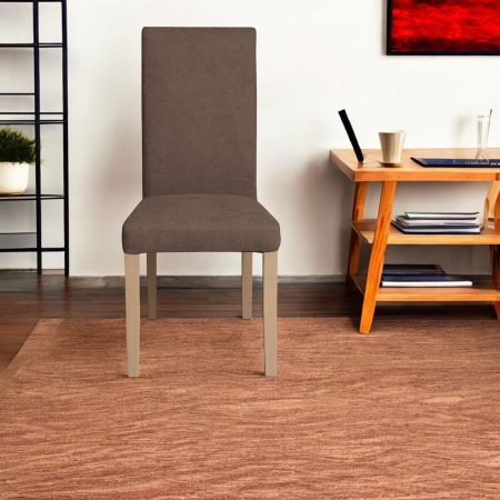 Set 2 scaune living TEO, picioare lemn natur, stofa maro, 46x60x98 cm [4]