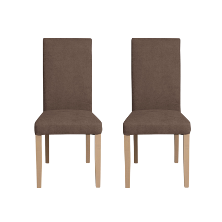 Scaune Dining - Set 2 scaune living TEO, picioare lemn natur, stofa maro, 46x60x98 cm