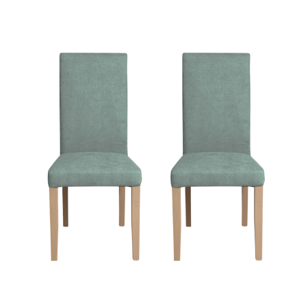 Scaune Dining - Set 2 scaune living TEO, picioare lemn natur, stofa mint, 46x60x98 cm