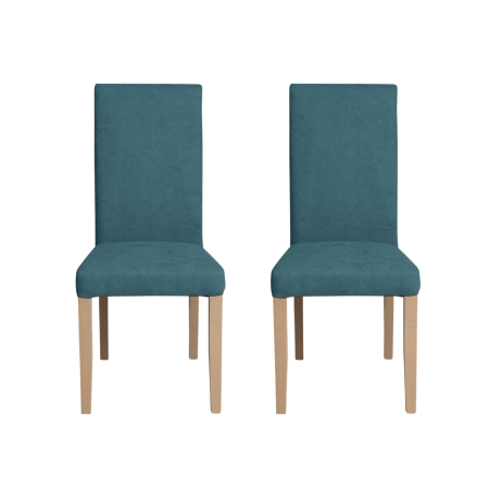Scaune Dining - Set 2 scaune living TEO, picioare lemn natur, stofa turcoaz, 46x60x98 cm