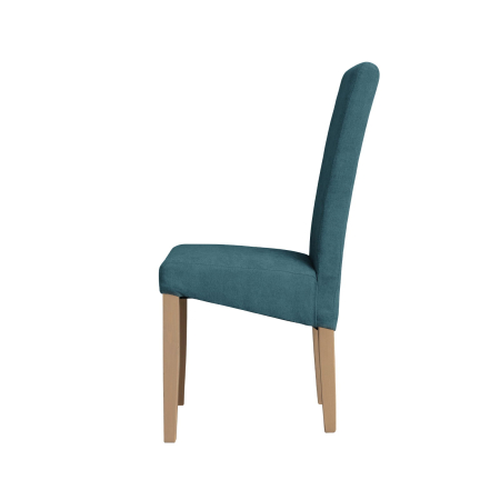 Scaune Dining - Set 2 scaune living TEO, picioare lemn natur, stofa turcoaz, 46x60x98 cm