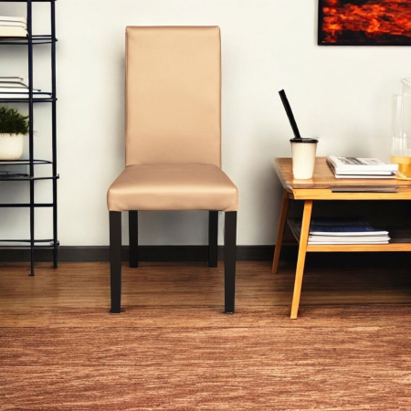 Set 2 scaune living TEO, picioare lemn wenge, piele ecologica bej, 46x60x98 cm [4]