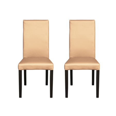 Scaune Dining - Set 2 scaune living TEO, picioare lemn wenge, piele ecologica bej, 46x60x98 cm