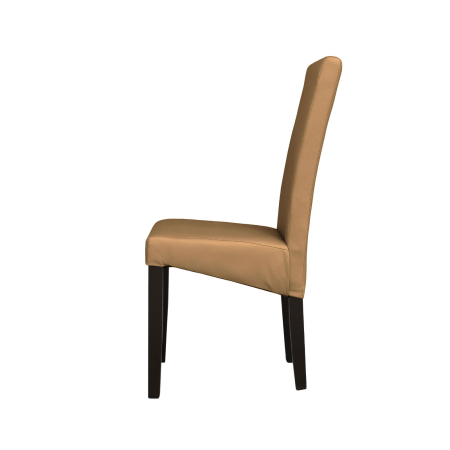 Scaune Dining - Set 2 scaune living TEO, picioare lemn wenge, piele ecologica bej inchis, 46x60x98 cm