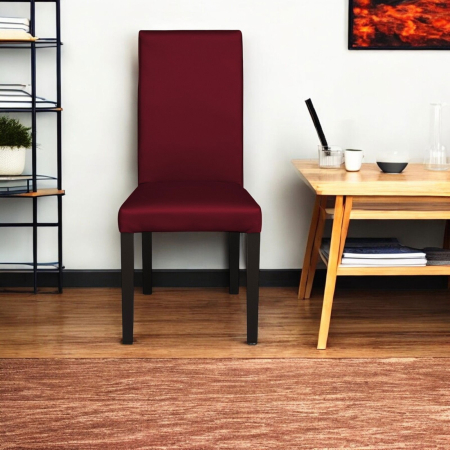 Set 2 scaune living TEO, picioare lemn wenge, piele ecologica bordo, 46x60x98 cm [4]