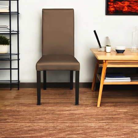 Set 2 scaune living TEO, picioare lemn wenge, piele ecologica cappuccino, 46x60x98 cm [4]
