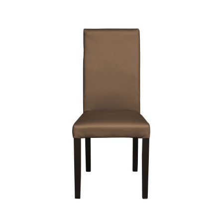 Scaune Dining - Set 2 scaune living TEO, picioare lemn wenge, piele ecologica cappuccino, 46x60x98 cm
