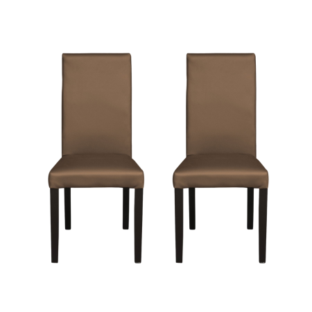 Scaune Dining - Set 2 scaune living TEO, picioare lemn wenge, piele ecologica cappuccino, 46x60x98 cm
