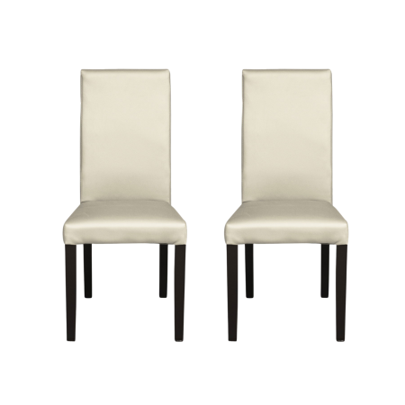 Produs în România - Set 2 scaune living TEO, picioare lemn wenge, piele ecologica crem, 46x60x98 cm