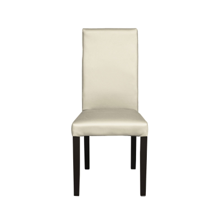 Produs în România - Set 2 scaune living TEO, picioare lemn wenge, piele ecologica crem, 46x60x98 cm