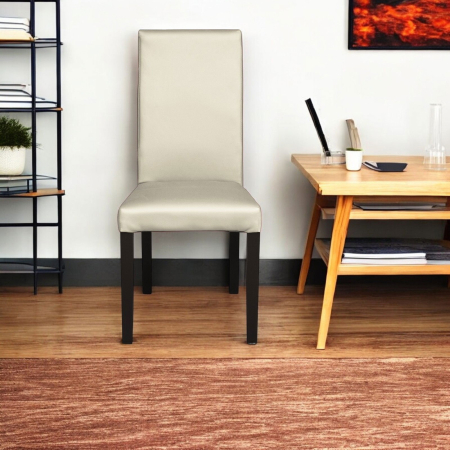 Set 2 scaune living TEO, picioare lemn wenge, piele ecologica crem, 46x60x98 cm [4]
