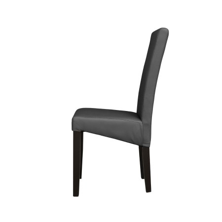 Produs în România - Set 2 scaune living TEO, picioare lemn wenge, piele ecologica gri, 46x60x98 cm