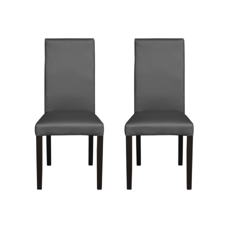 Produs în România - Set 2 scaune living TEO, picioare lemn wenge, piele ecologica gri, 46x60x98 cm