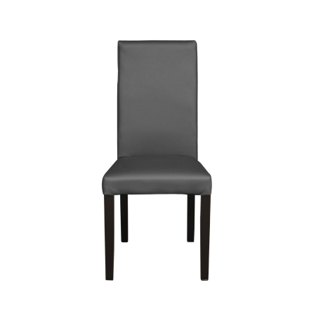 Produs în România - Set 2 scaune living TEO, picioare lemn wenge, piele ecologica gri, 46x60x98 cm