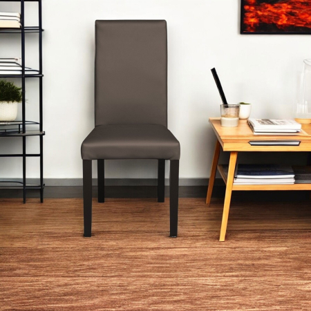 Set 2 scaune living TEO, picioare lemn wenge, piele ecologica gri elefant, 46x60x98 cm [4]