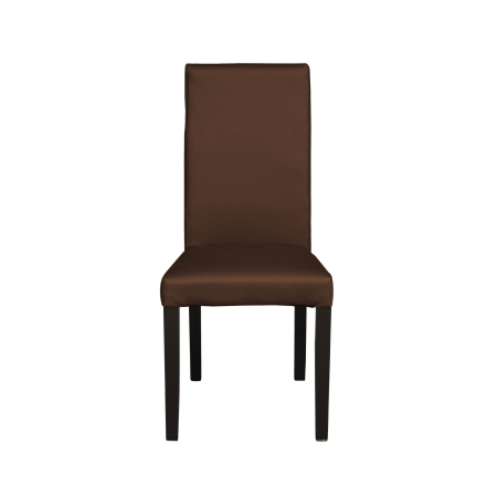 Scaune Dining - Set 2 scaune living TEO, picioare lemn wenge, piele ecologica maro deschis, 46x60x98 cm