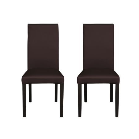Scaune Dining - Set 2 scaune living TEO, picioare lemn wenge, piele ecologica maro inchis, 46x60x98 cm