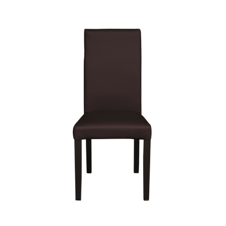 Scaune Dining - Set 2 scaune living TEO, picioare lemn wenge, piele ecologica maro inchis, 46x60x98 cm