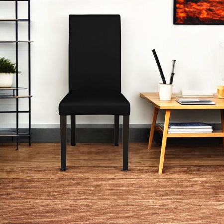 Set 2 scaune living TEO, picioare lemn wenge, piele ecologica negru, 46x60x98 cm [4]