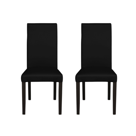 Scaune Dining - Set 2 scaune living TEO, picioare lemn wenge, piele ecologica negru, 46x60x98 cm
