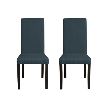 Produs în România - Set 2 scaune living TEO, picioare lemn wenge, stofa albastru, 46x60x98 cm