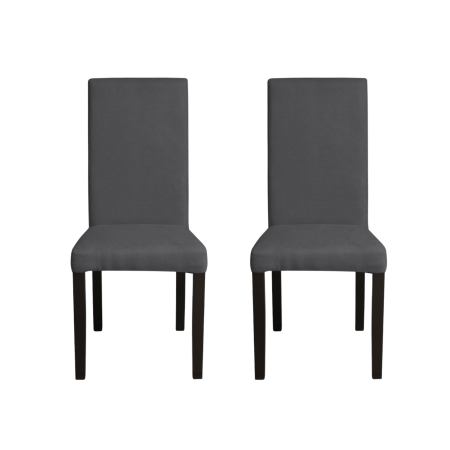 Produs în România - Set 2 scaune living TEO, picioare lemn wenge, stofa gri inchis, 46x60x98 cm