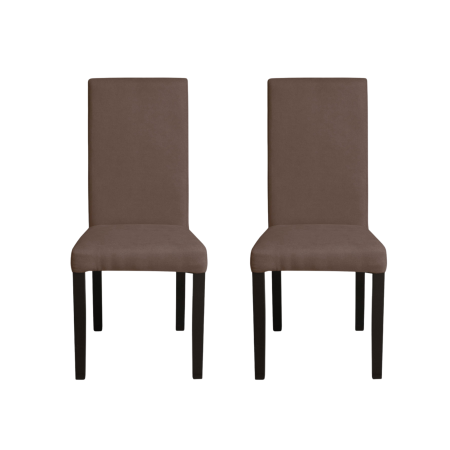 Produs în România - Set 2 scaune living TEO, picioare lemn wenge, stofa maro, 46x60x98 cm