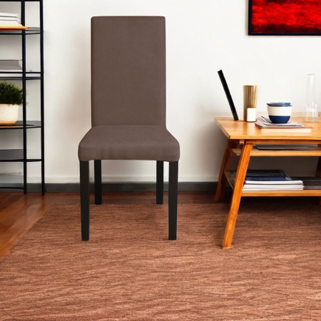Set 2 scaune living TEO, picioare lemn wenge, stofa maro, 46x60x98 cm [4]