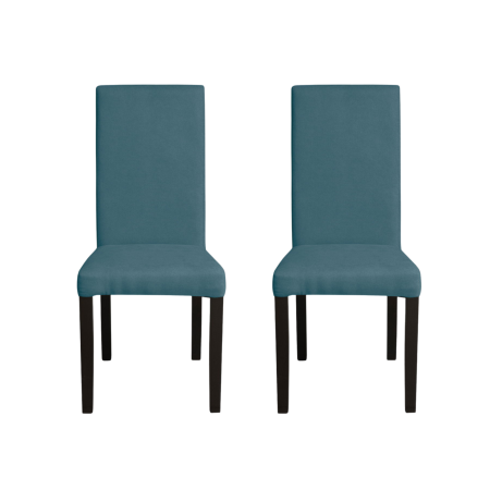 Scaune Dining - Set 2 scaune living TEO, picioare lemn wenge, stofa turcoaz, 46x60x98 cm