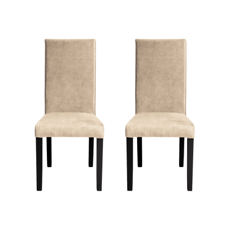 Scaune Dining - Set 2 scaune living TEO, picioare lemn wenge, stofa z bej, 46x60x98 cm