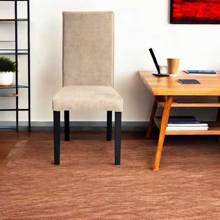 Set 2 scaune living TEO, picioare lemn wenge, stofa z bej, 46x60x98 cm [4]