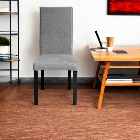 Set 2 scaune living TEO, picioare lemn wenge, stofa z gri deschis, 46x60x98 cm [4]