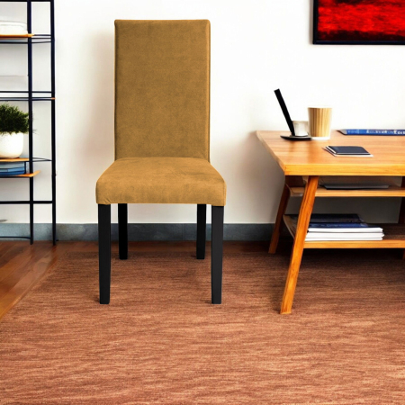 Set 2 scaune living TEO, picioare lemn wenge, stofa z mustar, 46x60x98 cm [4]