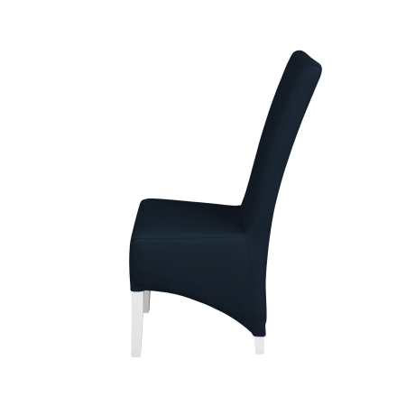 Scaune Dining - Set 2 scaune living VANESSA, picioare lemn alb, piele ecologica albastru, 47x60x110 cm