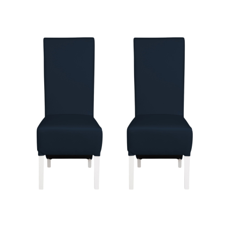 Scaune Dining - Set 2 scaune living VANESSA, picioare lemn alb, piele ecologica albastru, 47x60x110 cm