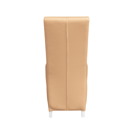 Scaune Dining - Set 2 scaune living VANESSA, picioare lemn alb, piele ecologica bej, 47x60x110 cm