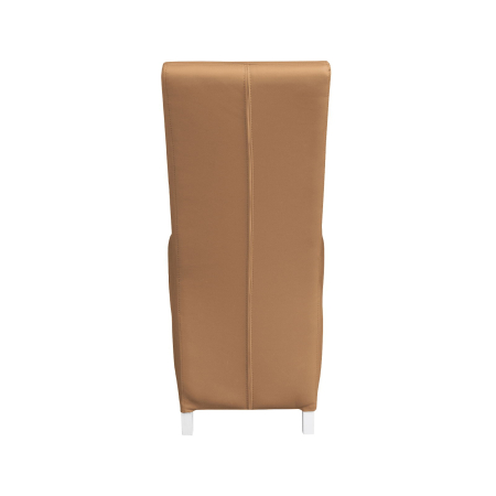 Scaune Dining - Set 2 scaune living VANESSA, picioare lemn alb, piele ecologica bej inchis, 47x60x110 cm